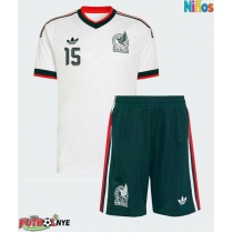 Camiseta México Israel Reyes #15 Visitante Equipación para niños Mundial 2026 manga corta (+ pantalones cortos)